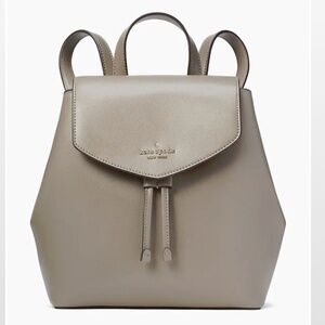 New Kate Spade New York Lizzie Medium Flap Backpack Bag Thunder Cloud Taupe